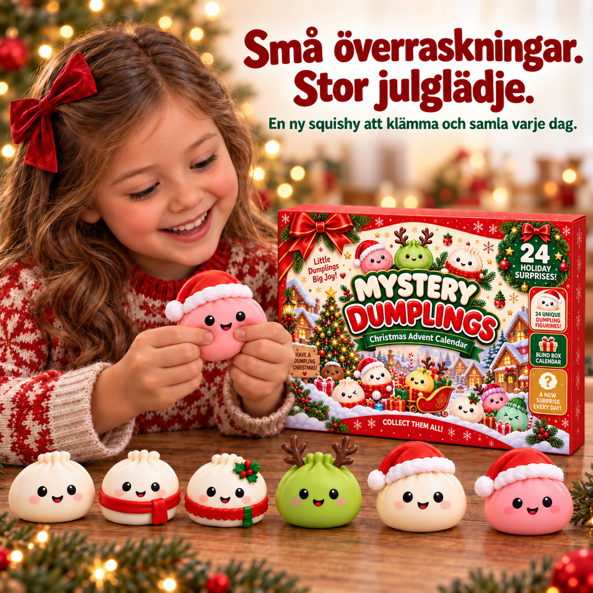 Squishy-julekalender med myke julefigurer