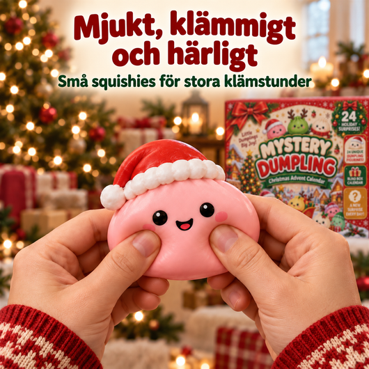 Squishy Julekalender 2026 med 24 Klemmefigurer